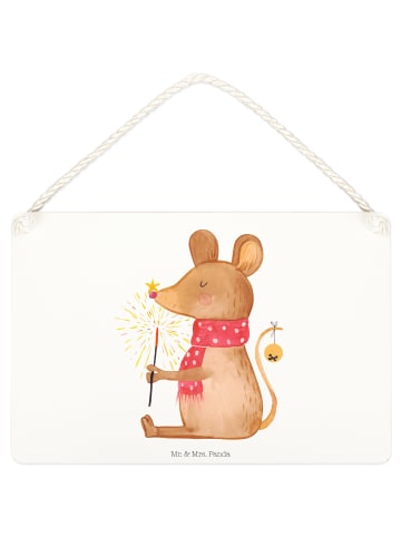 Mr. & Mrs. Panda Schild Maus Weihnachten ohne Spruch in Weiß