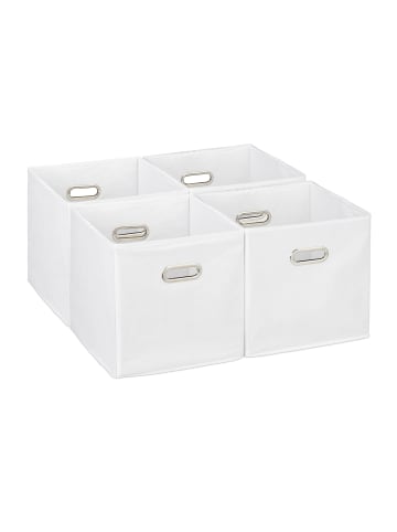 relaxdays 4 x Aufbewahrungsbox in Weiß - (B)30 x (H)30 x (T)30 cm