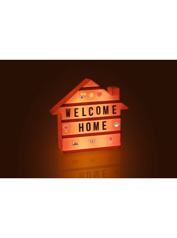 EASYmaxx LED-Leuchtkasten Haus 4,5V weiß 173 Buchstaben & 150 Moodjis  Weiß