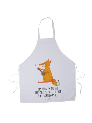 Mr. & Mrs. Panda Schürze Fuchs Gitarre mit Spruch in Weiß