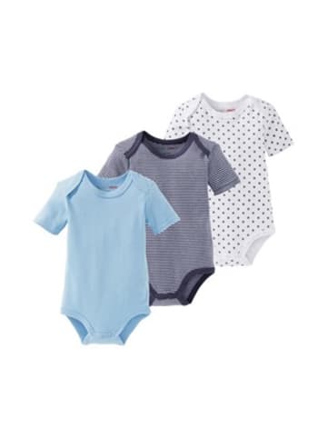 Bornino 3er-Pack Bodys kurzarm in Blau