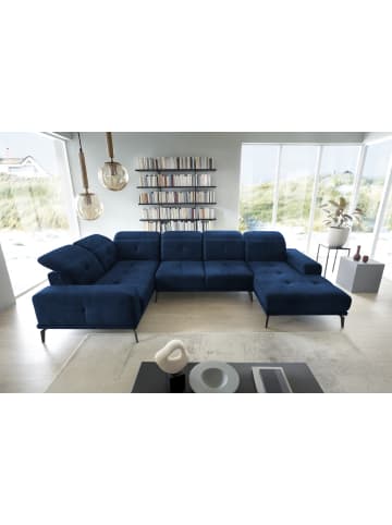 MF Design Nevido Recamiere Links in Navyblau -  (L) 201 x (B) 350 x (H) 77 cm