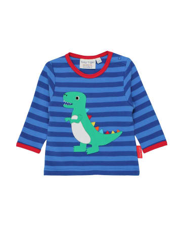 Toby Tiger Langarmshirt mit T-Rex Applikation in blau