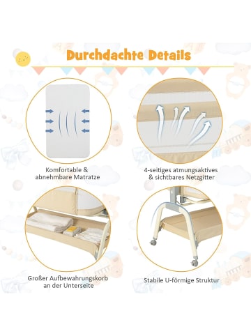 COSTWAY 4 in 1 Babywiege in Beige