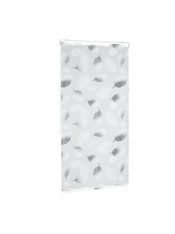 relaxdays Duschrollo Blatt in Schwarz/Weiß - (B)80 x (H)240 cm