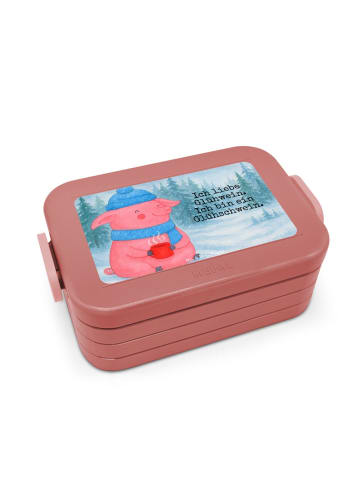 Mr. & Mrs. Panda Bentobox Schwein Glühwein Design mit Spruch in Rot Pastell