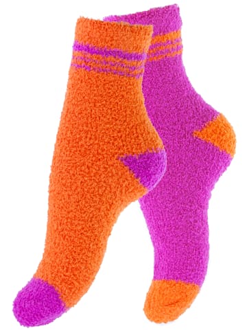 Yenita® Kuschelsocken 4 Paar in pink-orange