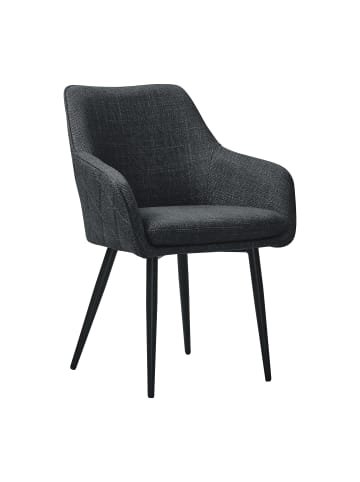 SalesFever Esszimmerstuhl mit Steppung Strukturstoff und schwarzem Gestell in Anthrazit