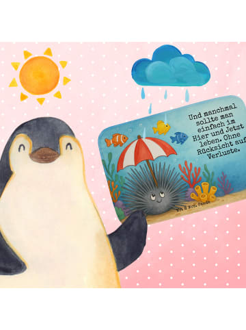 Mr. & Mrs. Panda Badezimmerteppich Seeigel Design mit Spruch in Weiß