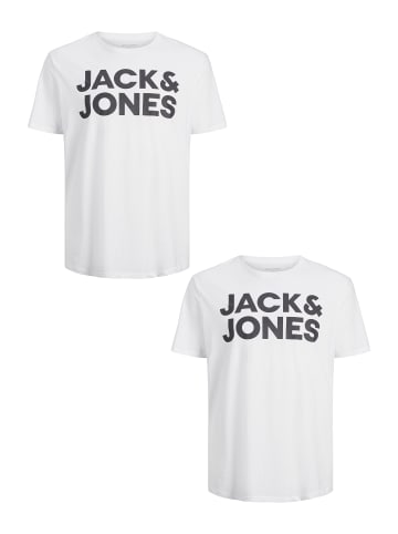 Jack & Jones 2er-Set Plus Size T-Shirt Logo in Weiß-2