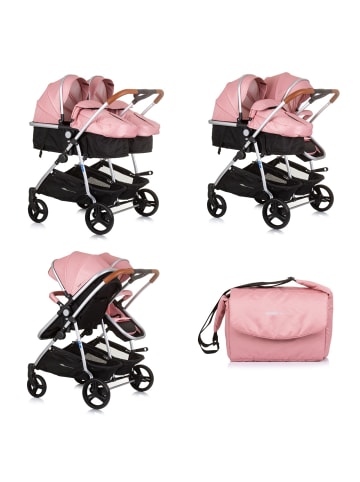 Chipolino Geschwisterkinderwagen Duo Smart in rosa