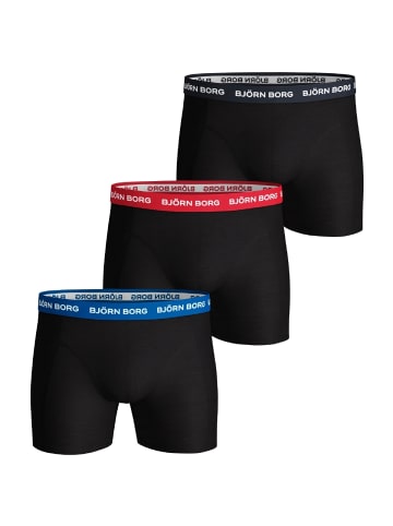 Björn Borg Boxershorts Contrast Solid Sammy 3er Pack in schwarz