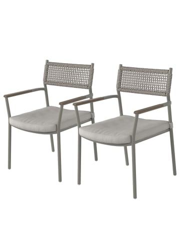 home24 Gartenstuhl Kiran 2er-Set in Grau