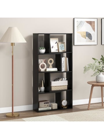 COSTWAY Bücherregal mit 4 Ebenen in Schwarz