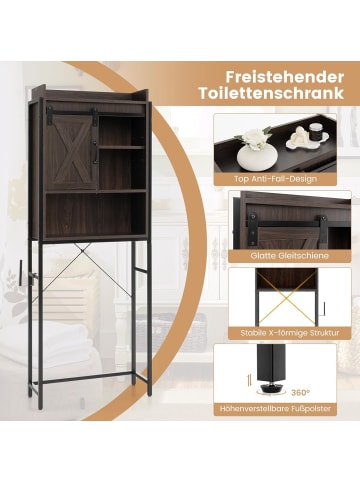 COSTWAY Toilettenschrank in Braun