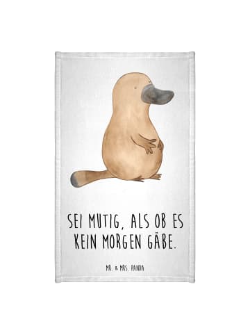 Mr. & Mrs. Panda Handtuch Schnabeltier Mut mit Spruch in Weiß