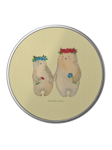 Mr. & Mrs. Panda Blechdose rund Bären mit Blumenkranz ohne Spruch in Gelb Pastell