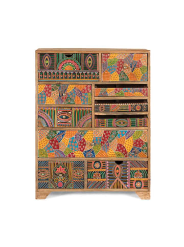 Giner y Colomer Hohes Sideboard aus massivem Mangoholz 90 cm hoch in Multicolored