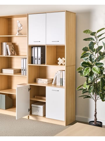 Beliani Bücherregal ZEHNA in Braun/Weiß - (W) 80 x (H) 197 x (L) 40 cm