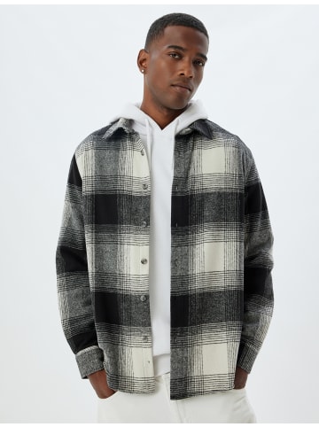 KOTON Shirt in Anthrazit Kariert
