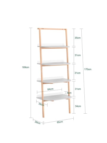 SoBuy Leiterregal in Hell-Eiche - (W) 39 x (H) 170 x (L) 65 cm
