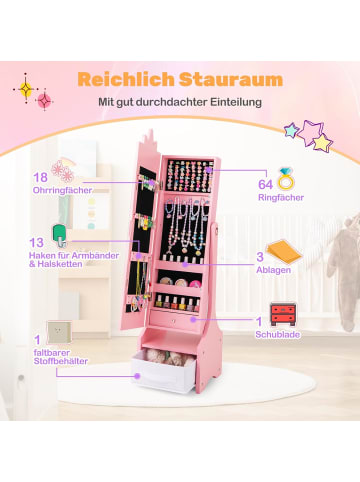 COSTWAY Kinder Schmuckschrank in Rosa