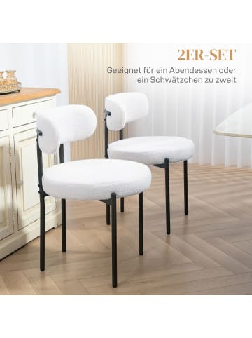 HOMCOM Essstühle-51L x 51B x 76H cm-Cremeweiß