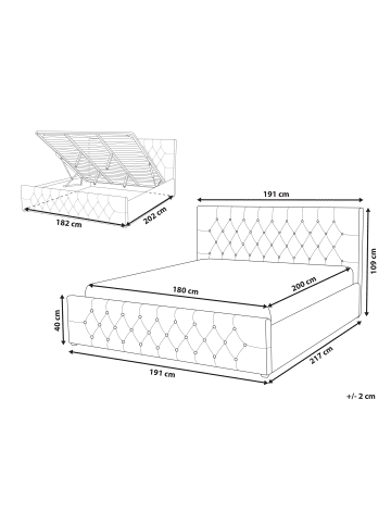 Beliani Doppelbett AMIENS in Beige - (W) 191 x (H) 109 x (L) 217 cm