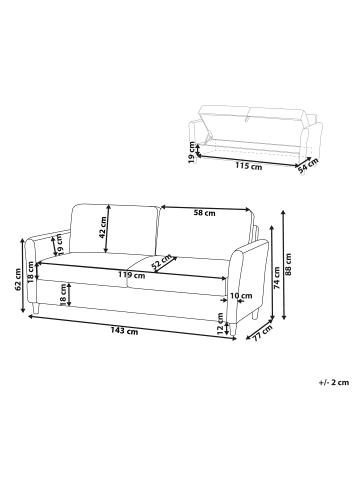 Beliani 2-Sitzer Sofa MARE in Beige - (W) 143 x (H) 88 x (L) 77 cm