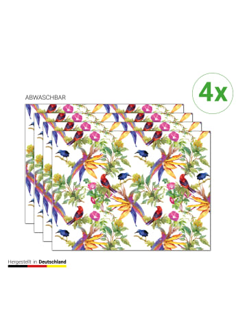 Tischsetmacher.de Tischsets I Platzsets "Tropische Zweige mit bunten Vögeln" (L)30 x (B)40