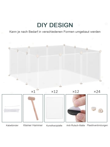 Pawhut Kleintiergehege Weiß 105L x 105B x 45H cm