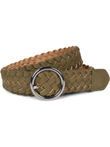 styleBREAKER Flechtgürtel in Oliv-Silber