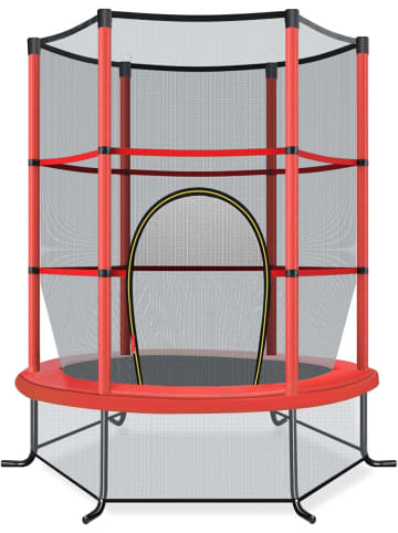 COSTWAY Ø165cm Gartentrampolin mit Sicherheitsnetz in Rot
