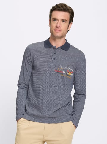 WITT WEIDEN Langarm-Poloshirt in rauchblau-meliert