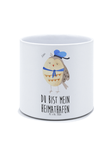 Mr. & Mrs. Panda Blumentopf Groß Eule Matrose mit Spruch in Weiß