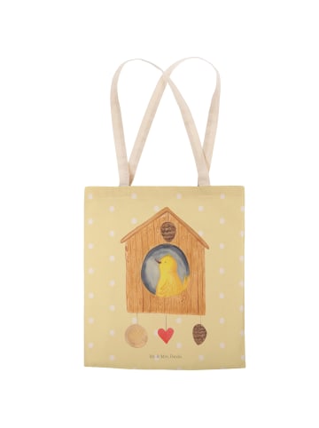 Mr. & Mrs. Panda Tote Bag Vogel Haus ohne Spruch in Gelb Pastell
