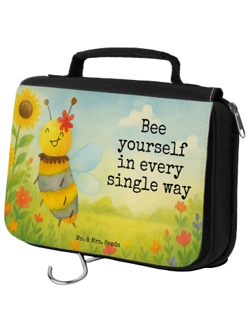 Mr. & Mrs. Panda Waschtasche Biene Blume Design mit Spruch in Weiß