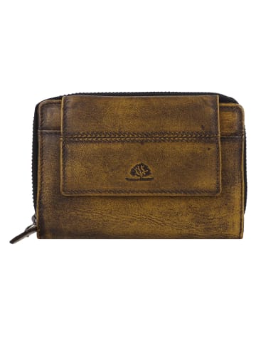 Greenburry Destressed Geldbörse RFID Schutz Leder 13.5 cm in dirty yellow