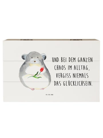 Mr. & Mrs. Panda Holzkiste Chinchilla Blume mit Spruch in Weiß