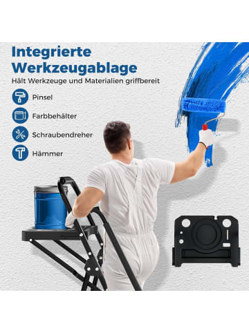 COSTWAY Leiter 5 Stufen 88 x 45 x 148 cm in Schwarz