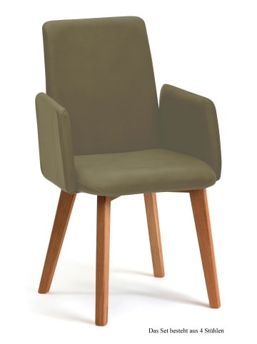 58 aufm Kessel ARMLEHNSTUHL (4er-Set) Darcie 52x92x60 Eiche geölt/Olivgrün