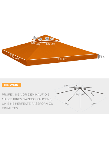 Outsunny Pavillondach in Rostrot 300L x 300B x 18H cm