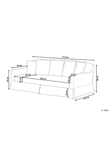 Beliani Sofa-Schonbezug GILJA in Weiß - (W) 212 x (H) 89 x (L) 107 cm