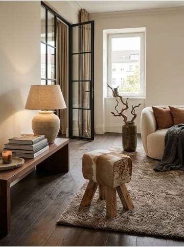 KADIMA DESIGN Retro Sitzhocker, Holzbeine, belastbar bis 120 kg, Landhaus-Optik