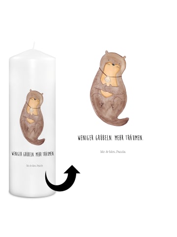 Mr. & Mrs. Panda Schmuckkerze Otter Muschel mit Spruch in Weiß