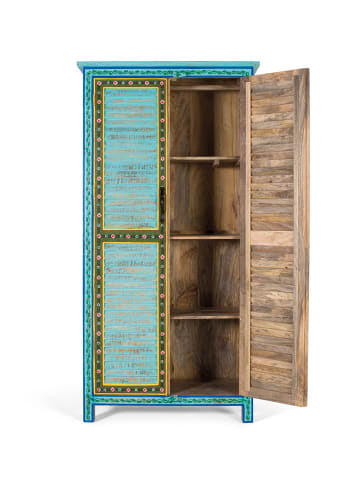 Giner y Colomer Kleiderschrank aus Mangoholz mit handgefertigtem Design 2 m hoch in Blue
