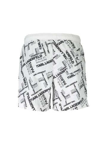 Karl Lagerfeld Weiße Polyester-Badeshorts