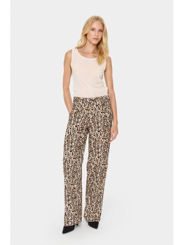 SAINT TROPEZ Casual Hose ZeekaSZ Gerade Passform in Black Denim Leopard