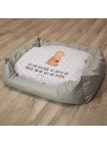 Mr. & Mrs. Panda Katzenkörbchen Bär Morgenkaffee mit Spruch in Grau Pastell