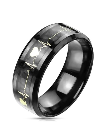 Bungsa Ring in Schwarz, goldendes Inlay